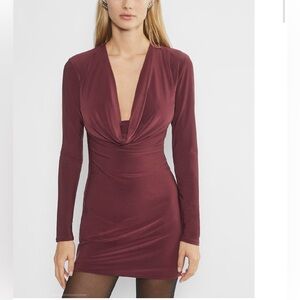 Elegant Burgundy Long Sleeve Dress